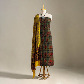 Multicolor 3pc Block Print Cotton Ajrakh Dress Material
