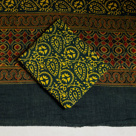 Multicolor 3pc Block Print Cotton Ajrakh Dress Material