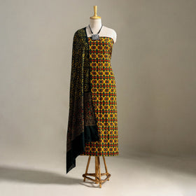 Multicolor 3pc Block Print Cotton Ajrakh Dress Material