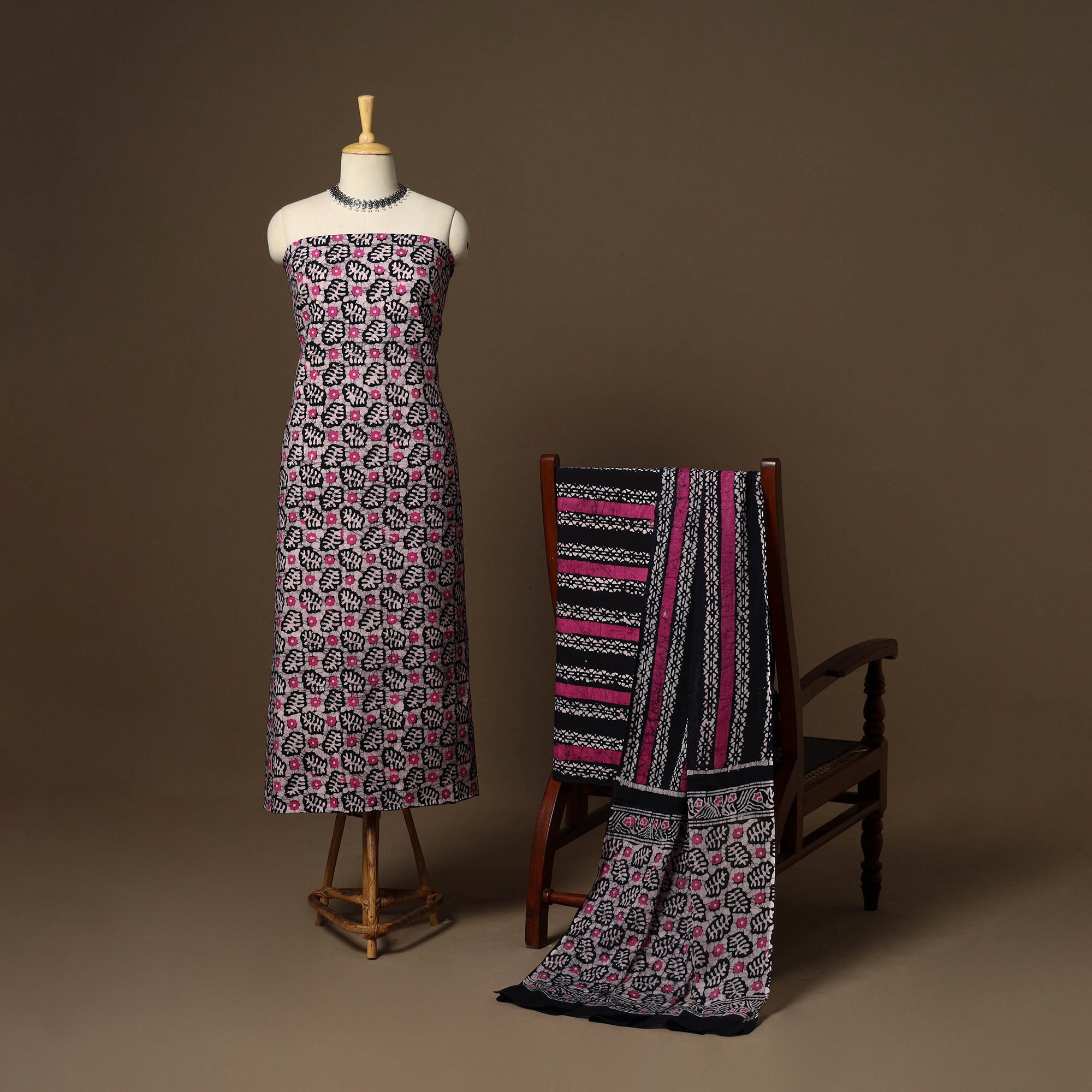 Multicolor - 3pc cotton unstitched kutch batik dress