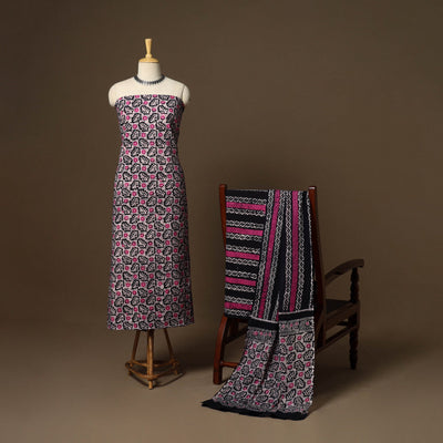 Multicolor - 3pc cotton unstitched kutch batik dress