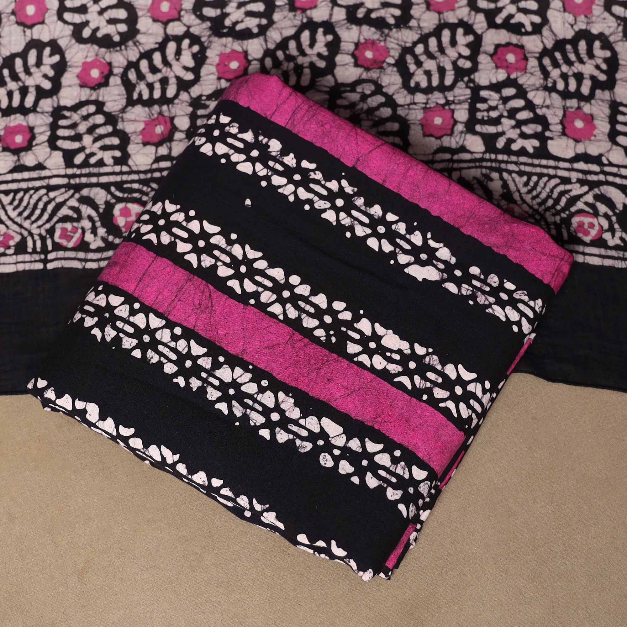 Multicolor - 3pc cotton unstitched kutch batik dress