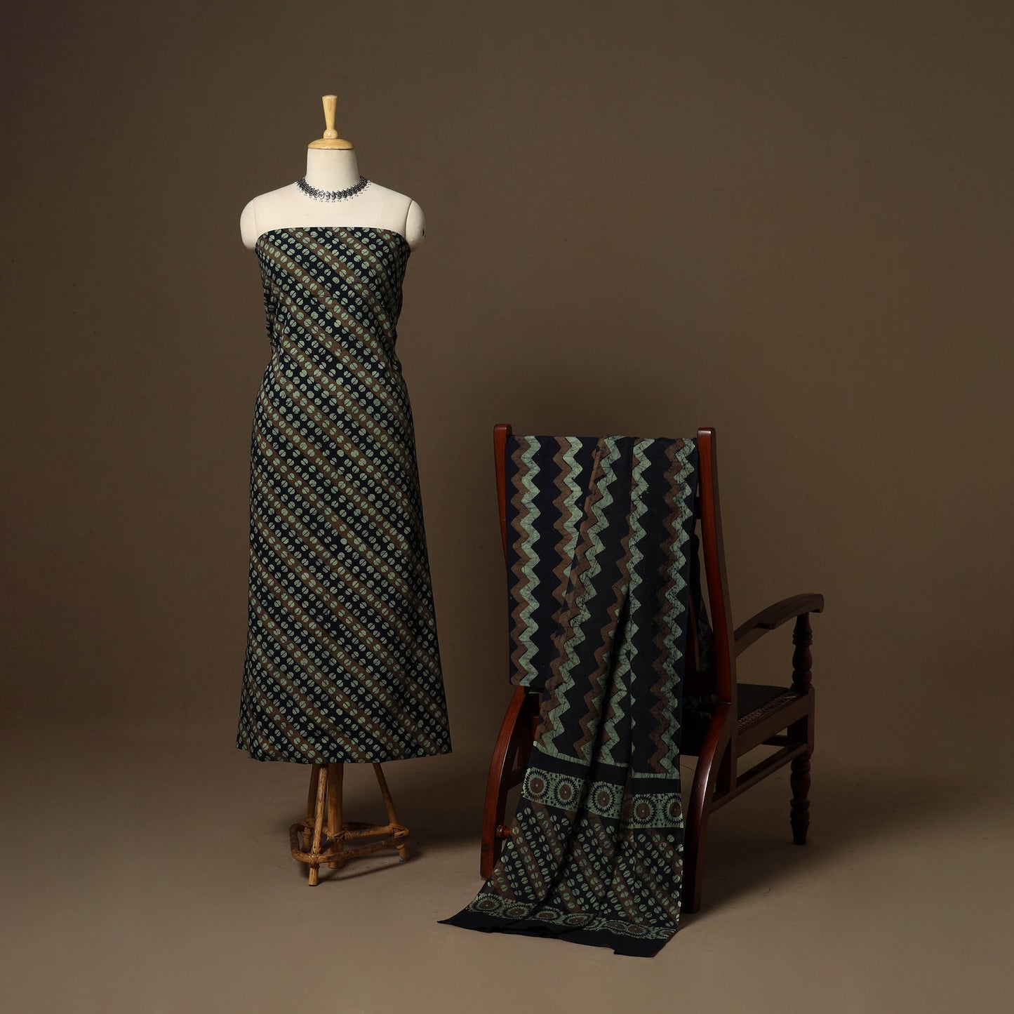 Multicolor - 3pc cotton unstitched kutch batik dress