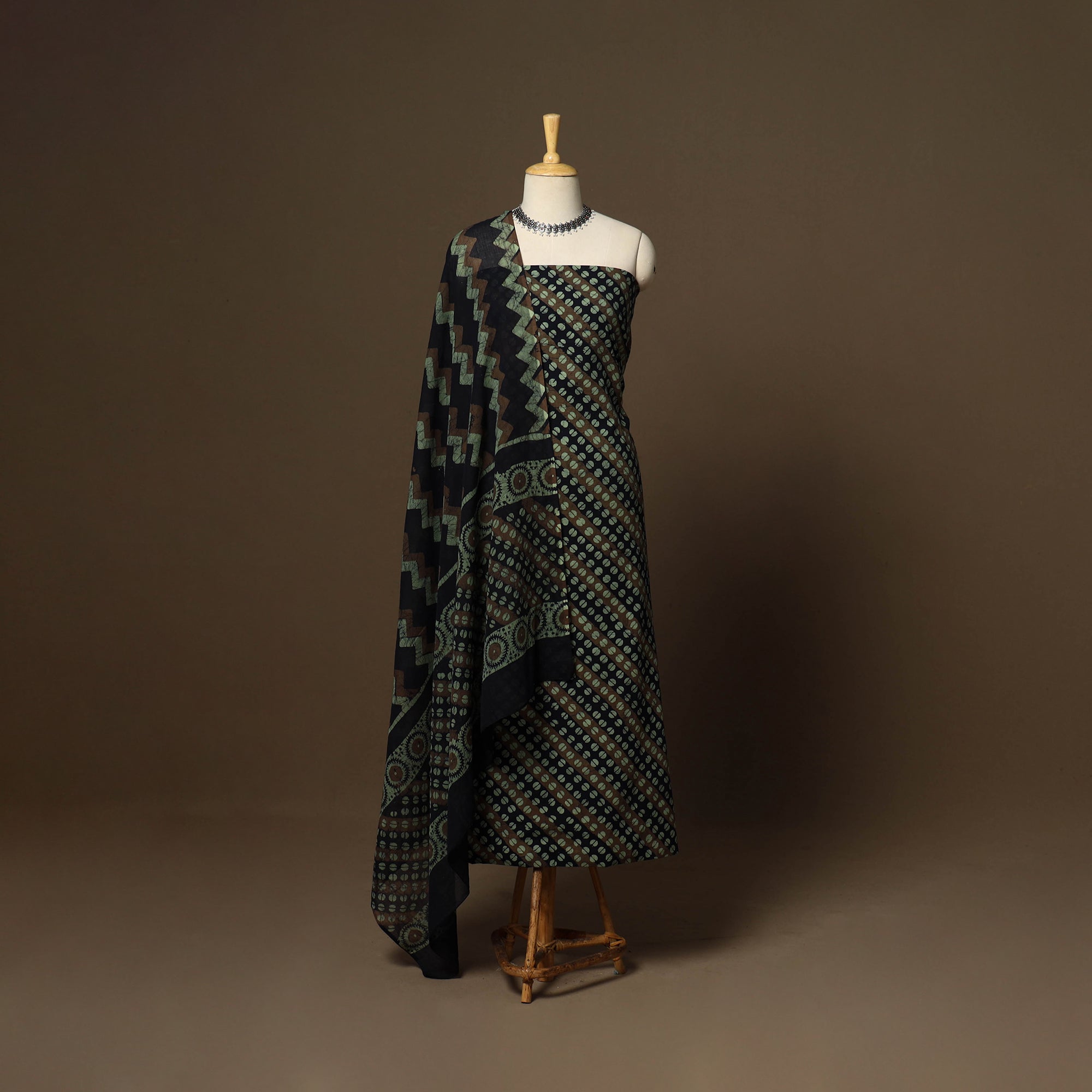 Multicolor - 3pc cotton unstitched kutch batik dress