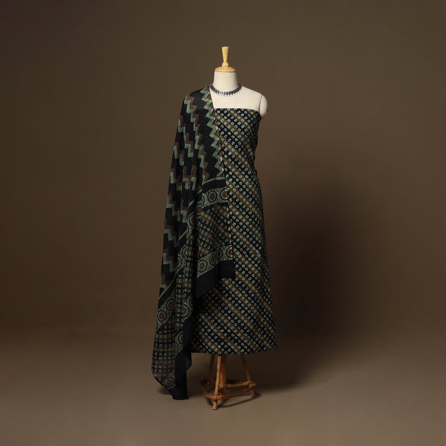 Multicolor - 3pc cotton unstitched kutch batik dress