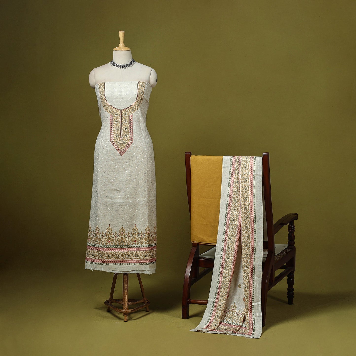 3pc digital embroidered merino wool unstitched dress