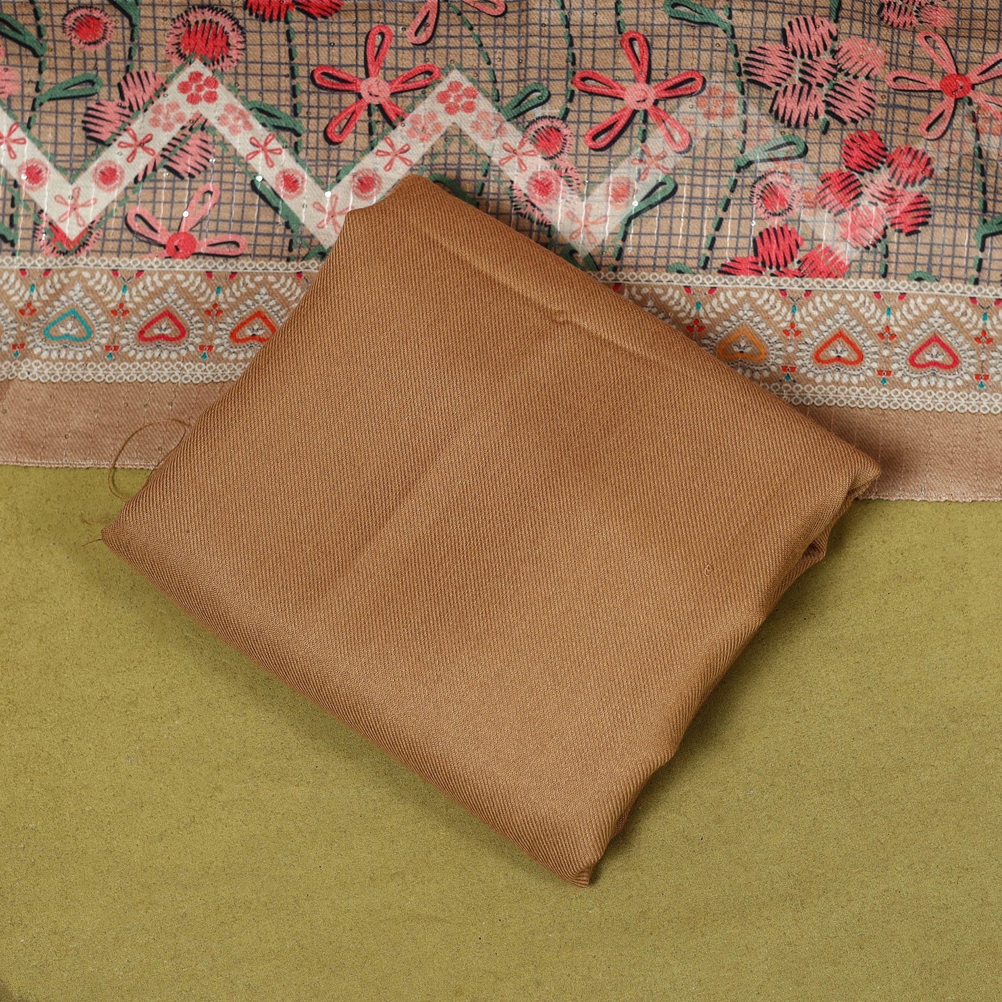 3pc digital embroidered merino wool unstitched dress