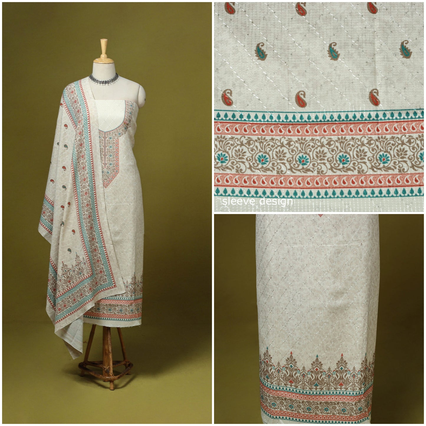 3pc digital embroidered merino wool unstitched dress