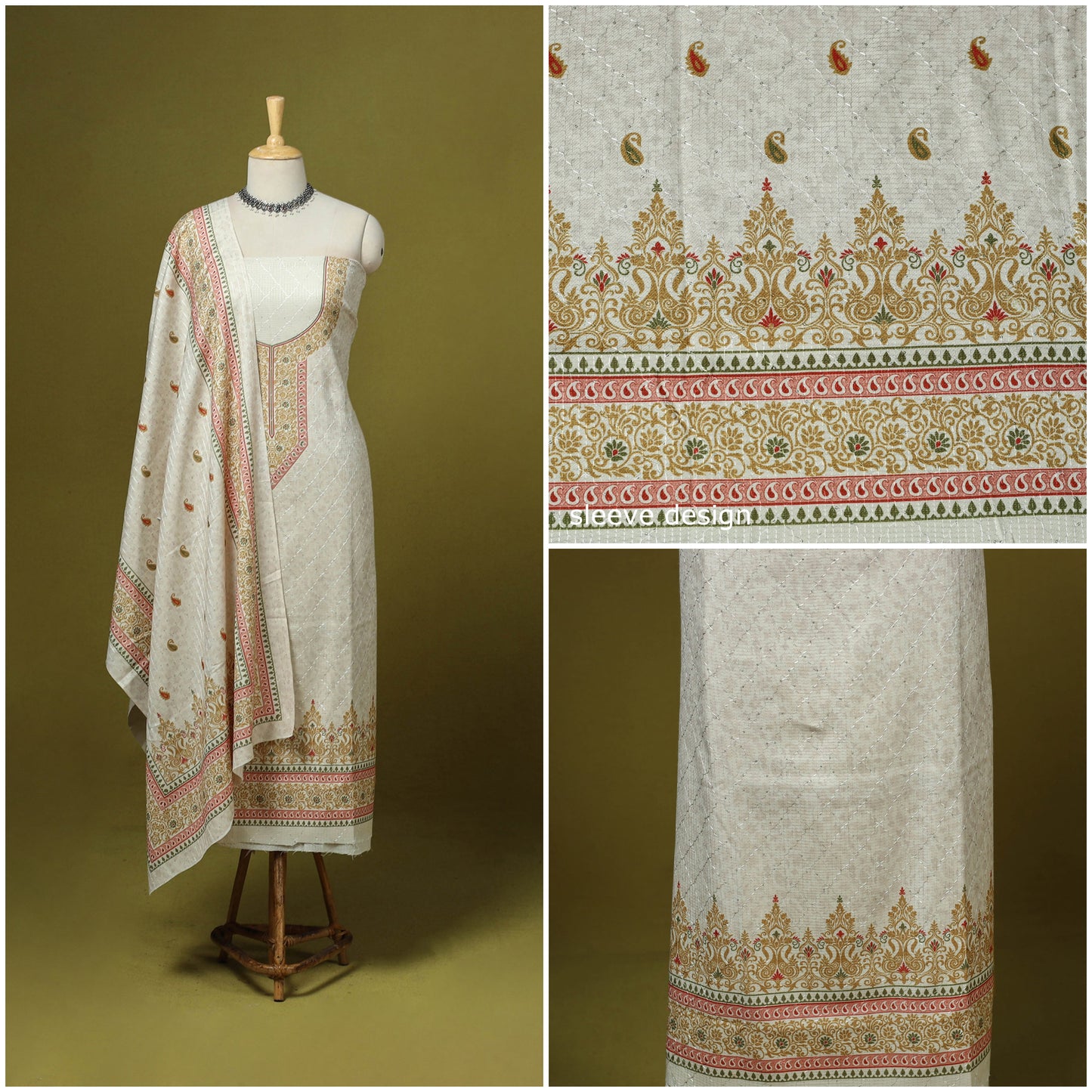 3pc digital embroidered merino wool unstitched dress