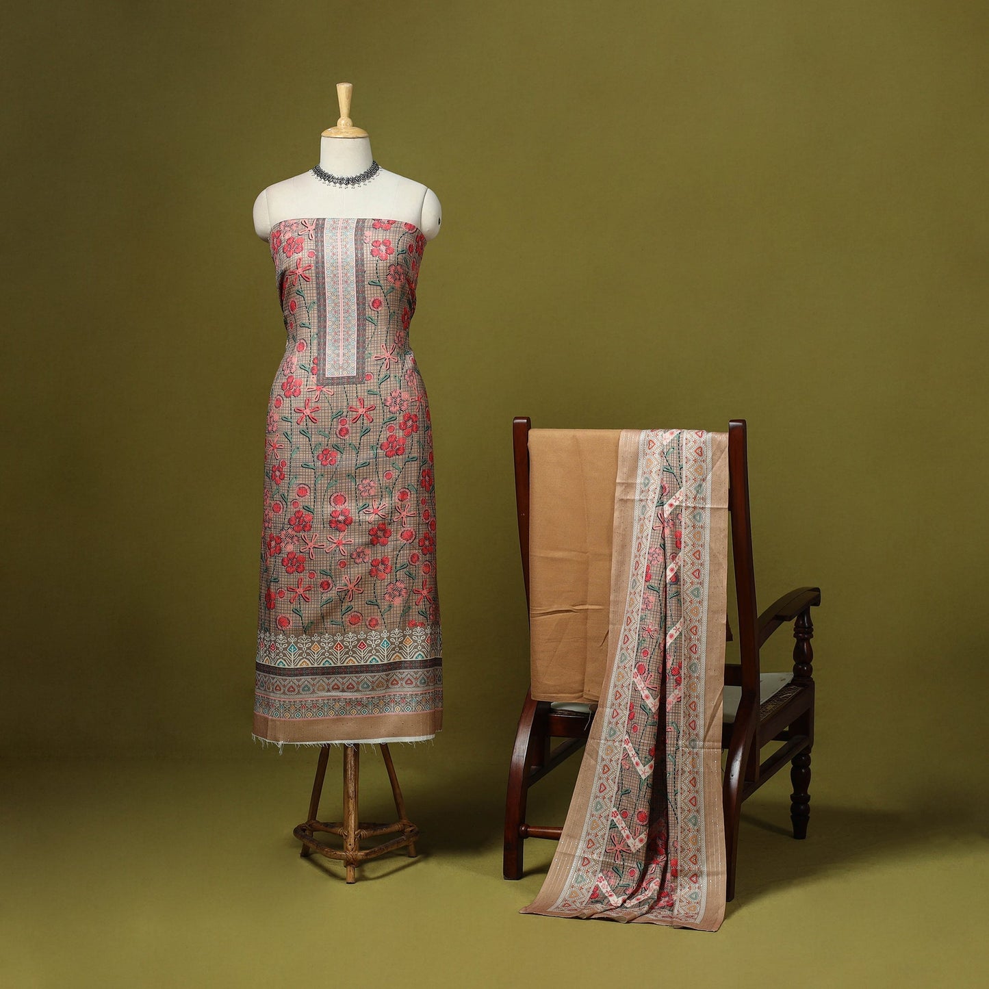 3pc digital embroidered merino wool unstitched dress