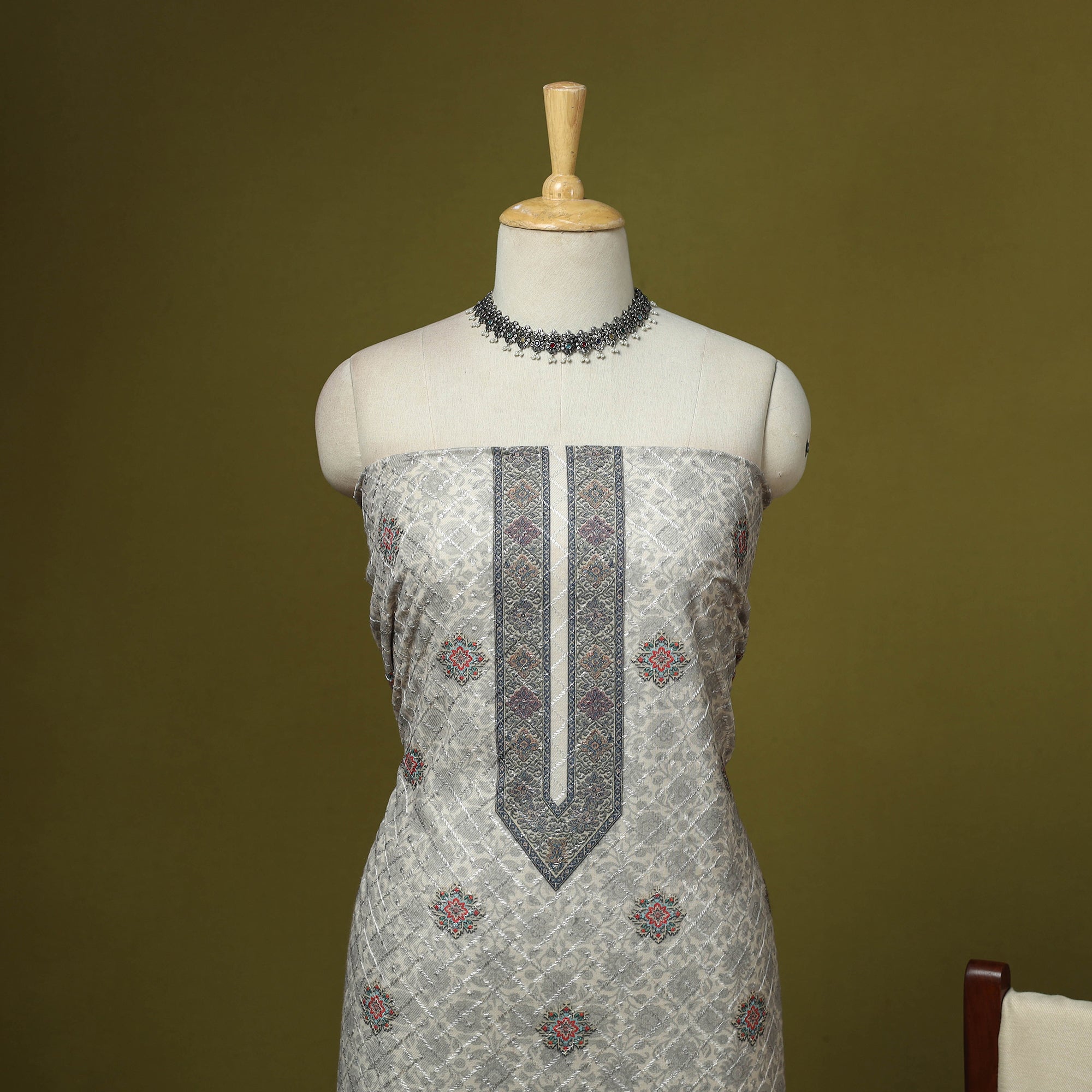 3pc digital embroidered merino wool unstitched dress