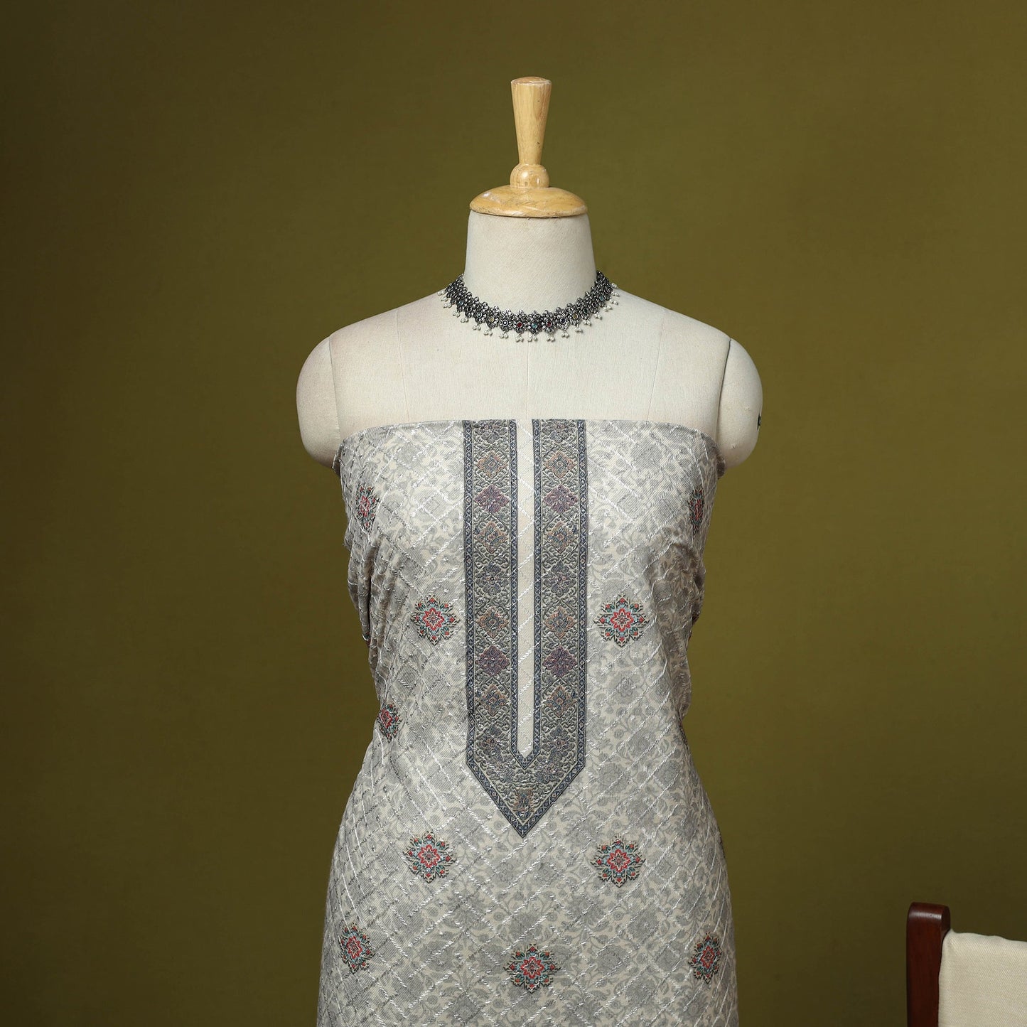 3pc digital embroidered merino wool unstitched dress