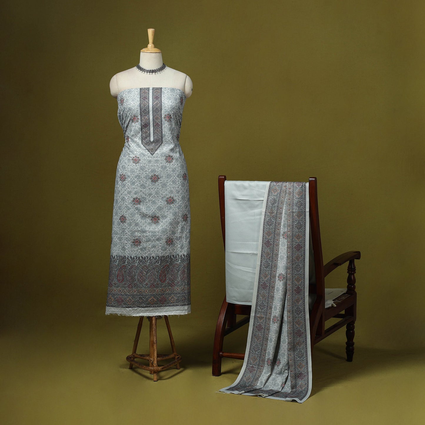 3pc digital embroidered merino wool unstitched dress