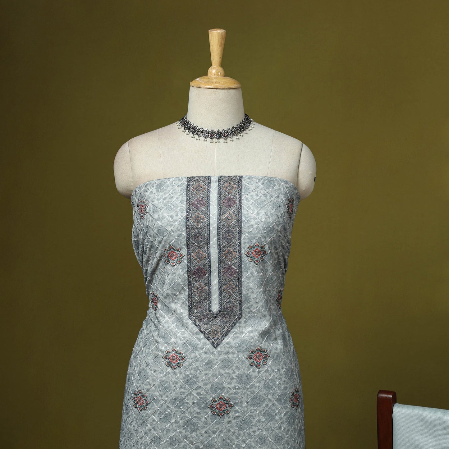 3pc digital embroidered merino wool unstitched dress