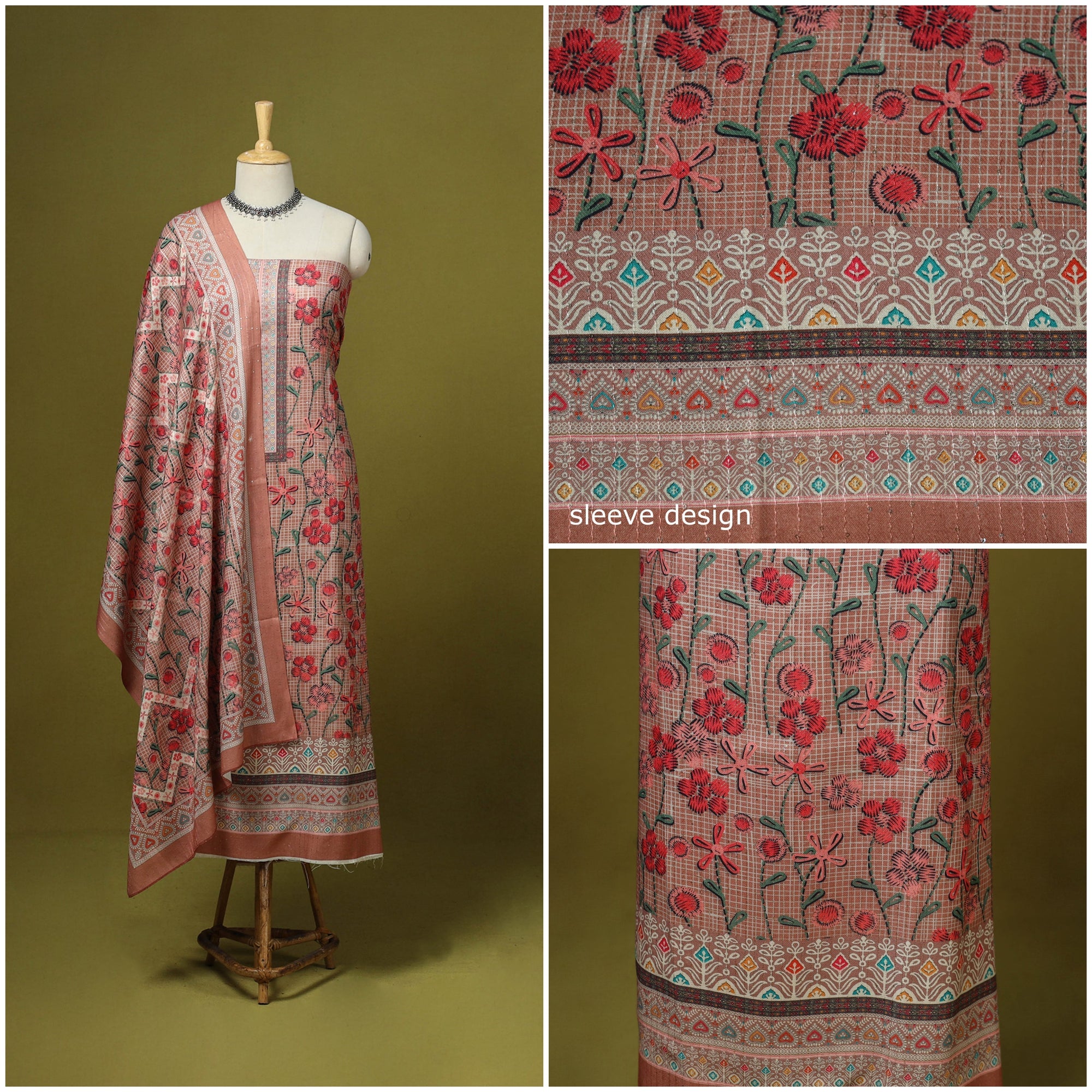 3pc digital embroidered merino wool unstitched dress