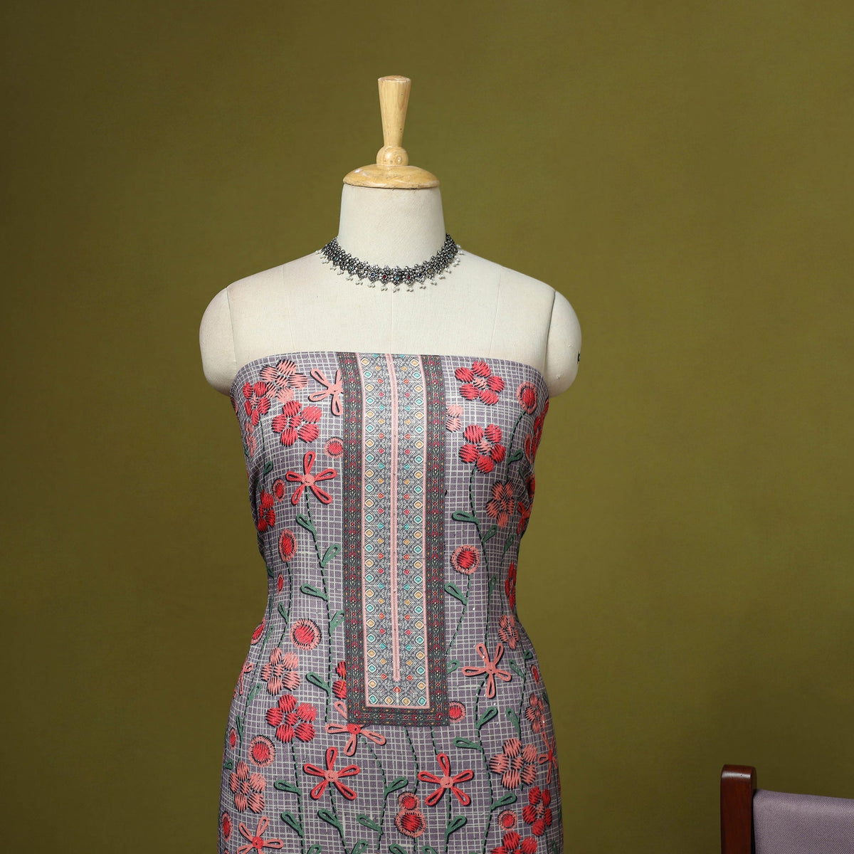 3pc digital embroidered merino wool unstitched dress