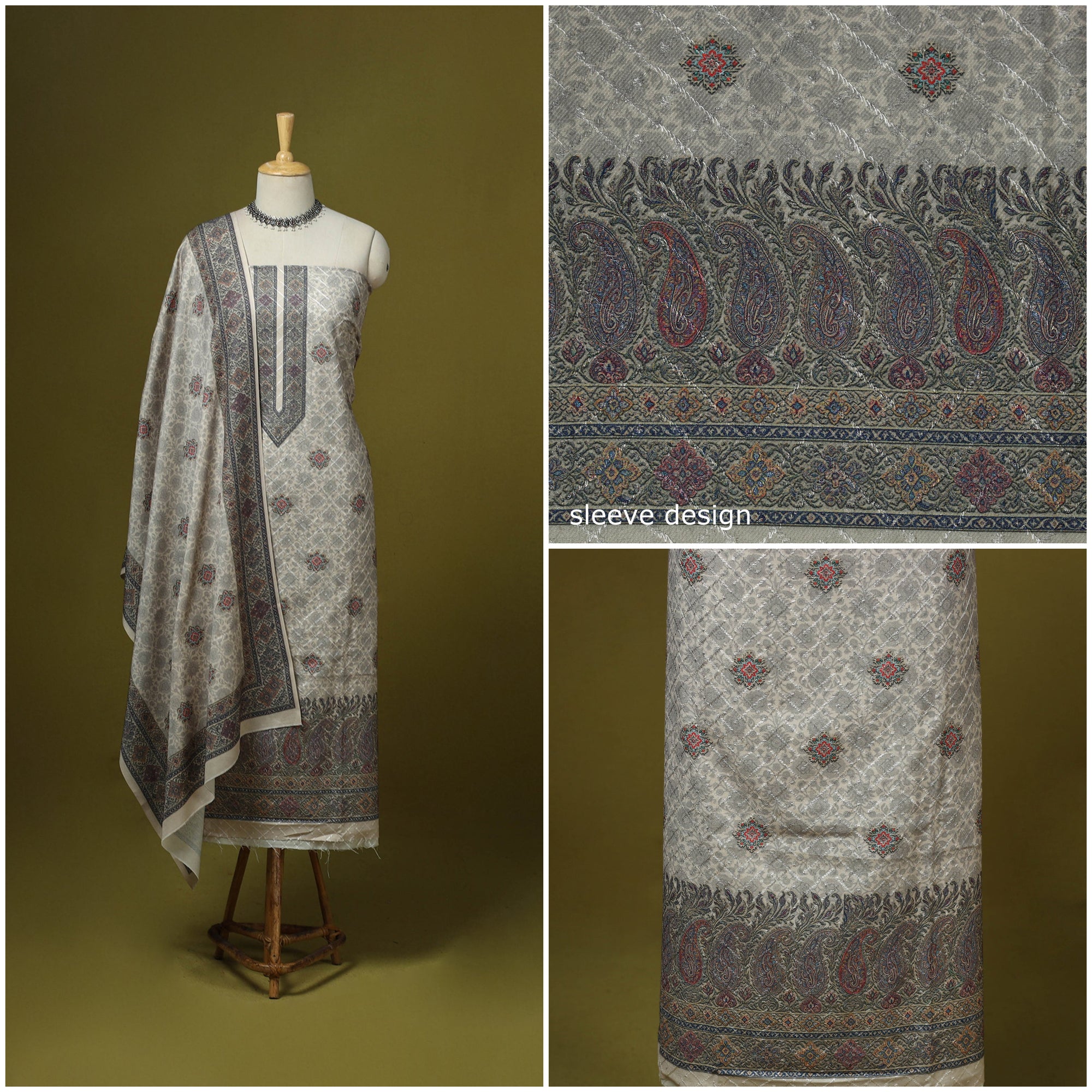 3pc digital embroidered merino wool unstitched dress