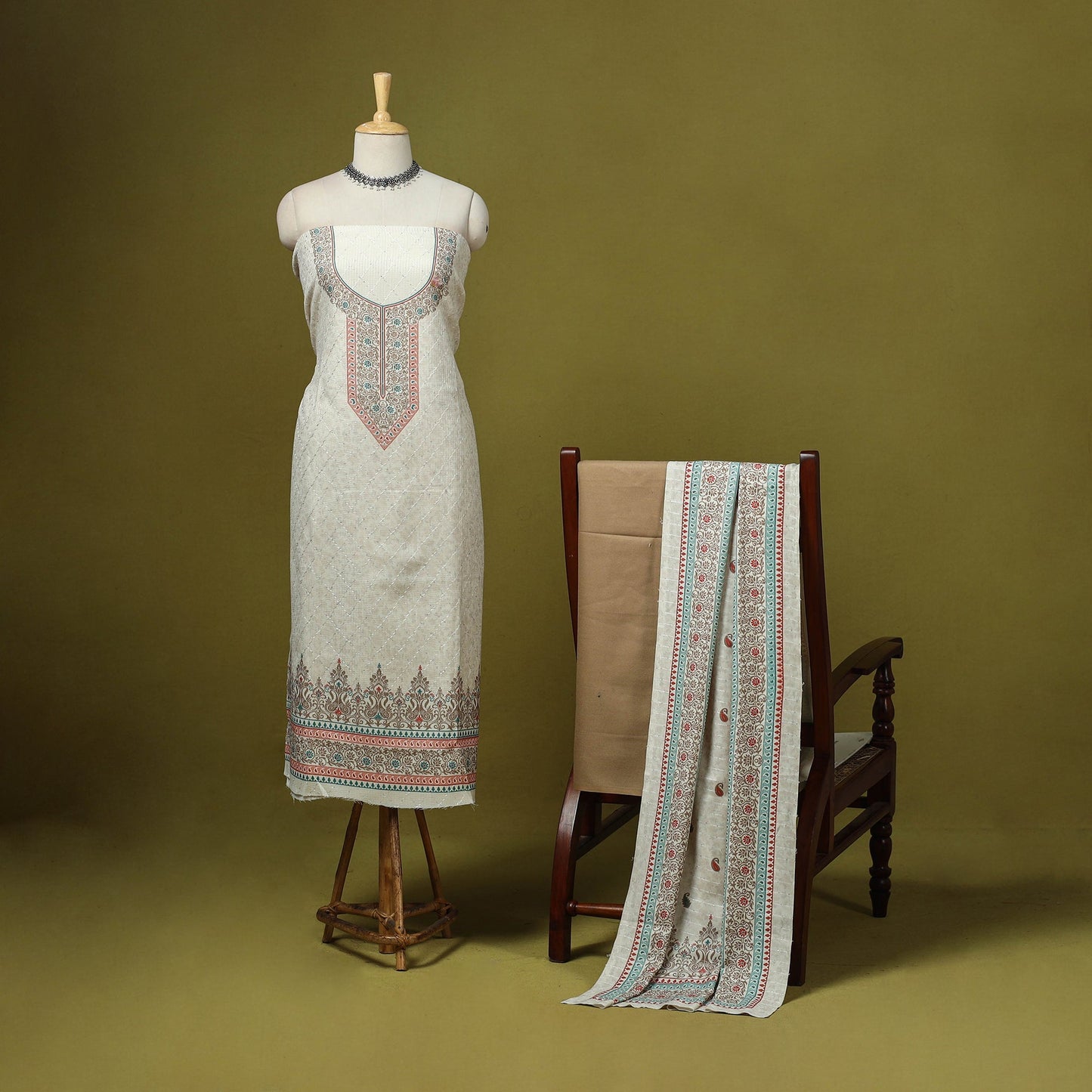 3pc digital embroidered merino wool unstitched dress