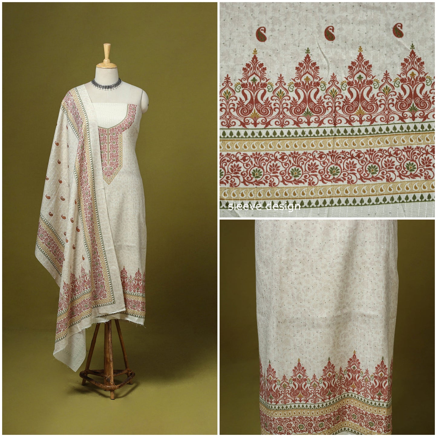 3pc digital embroidered merino wool unstitched dress