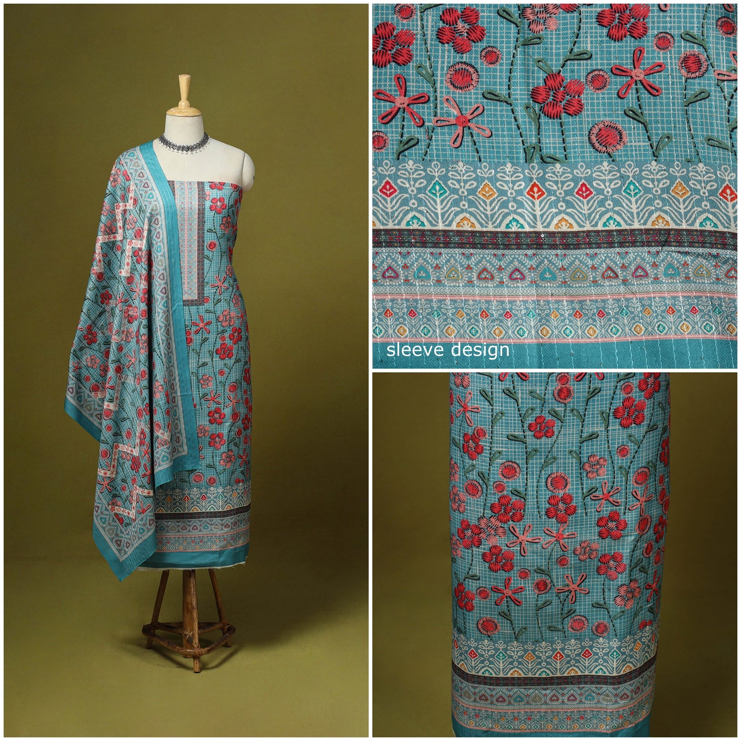 3pc digital embroidered merino wool unstitched dress