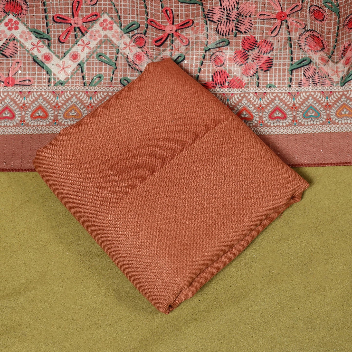 3pc digital embroidered merino wool unstitched dress