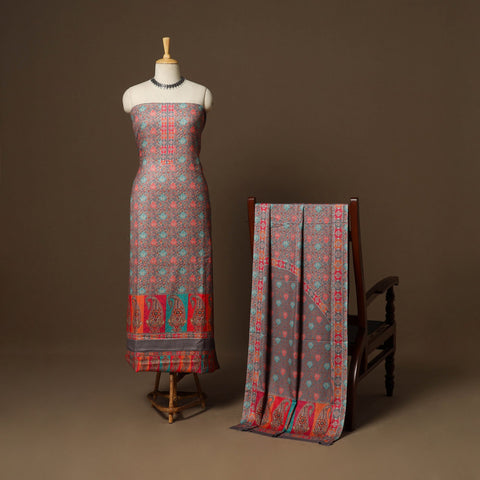 Multicolor - 3pc digital merino wool unstitched dress