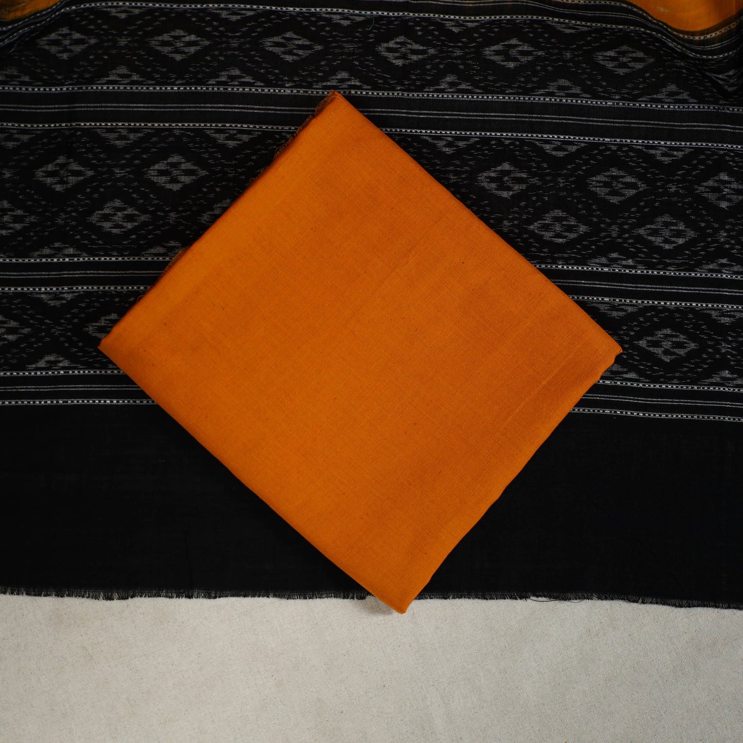 Multicolor 3pc Handloom Cotton Sambalpuri Ikat Dress Material