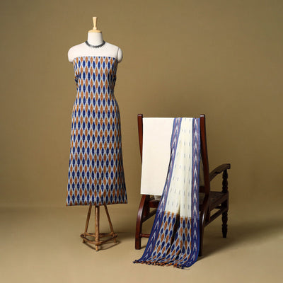 Multicolor - 3pc handloom cotton unstitched pochampally