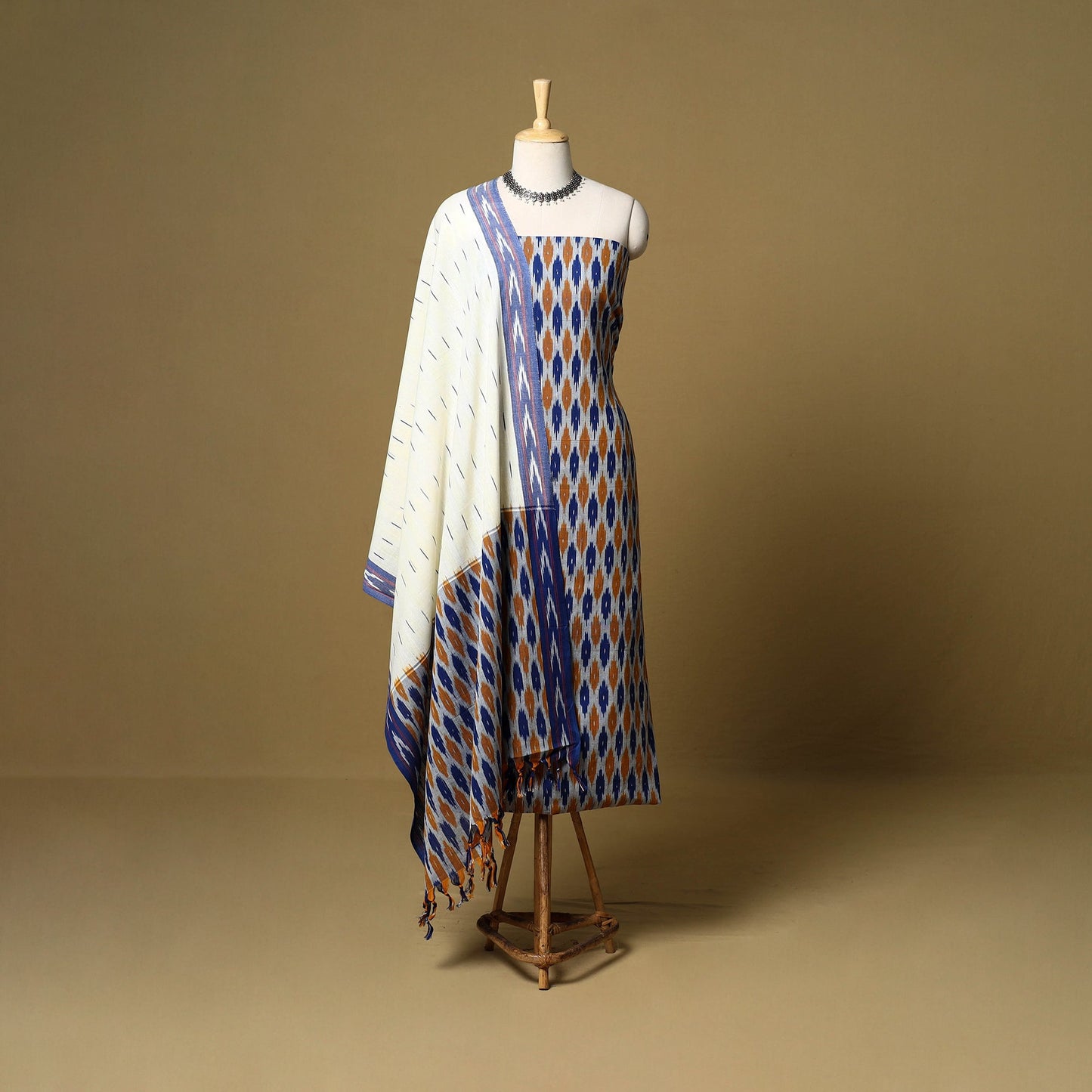 Multicolor - 3pc handloom cotton unstitched pochampally