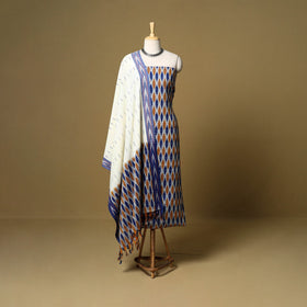 Multicolor - 3pc handloom cotton unstitched pochampally