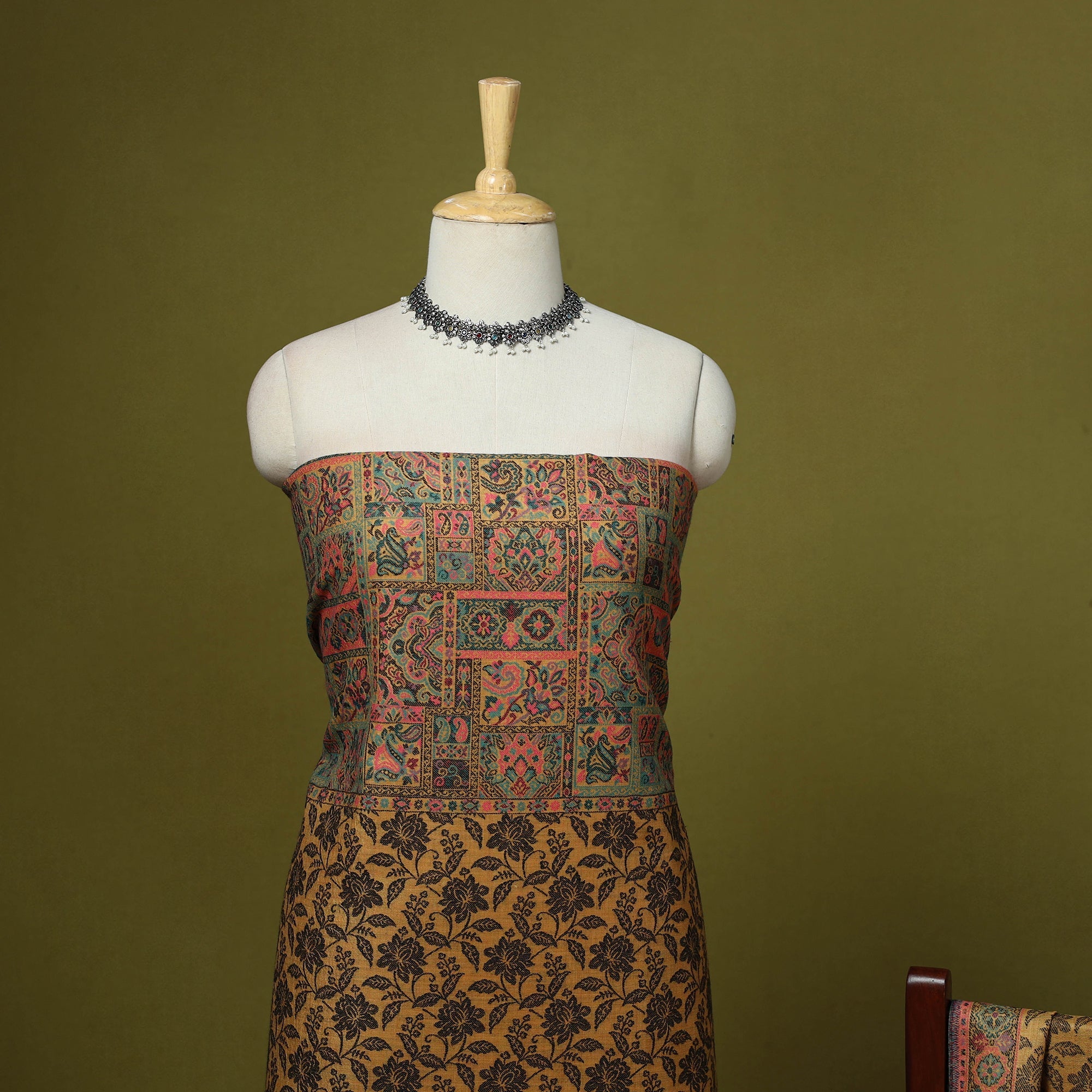 3pc jacquard weave merino wool unstitched dress material 16