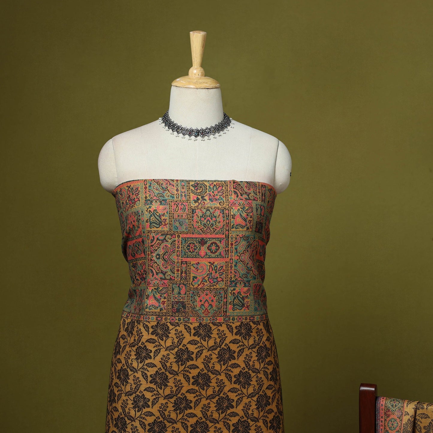 3pc jacquard weave merino wool unstitched dress material 16