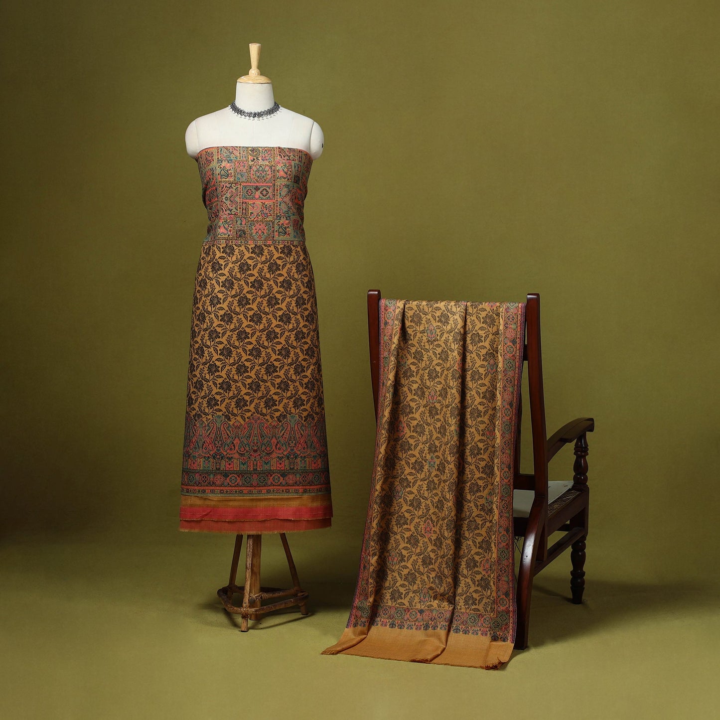 3pc jacquard weave merino wool unstitched dress material 16