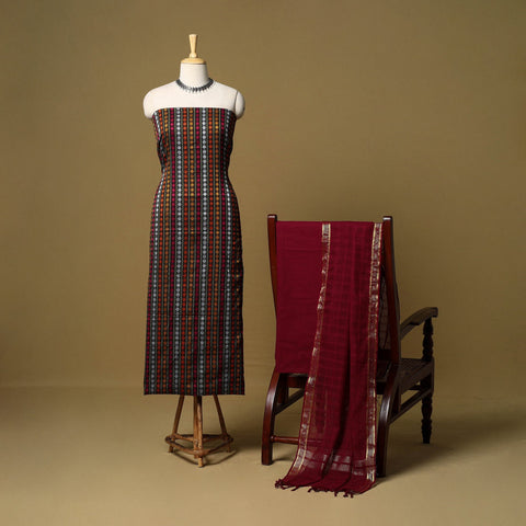 3pc karnataka weave cotton unstitched khun dress material