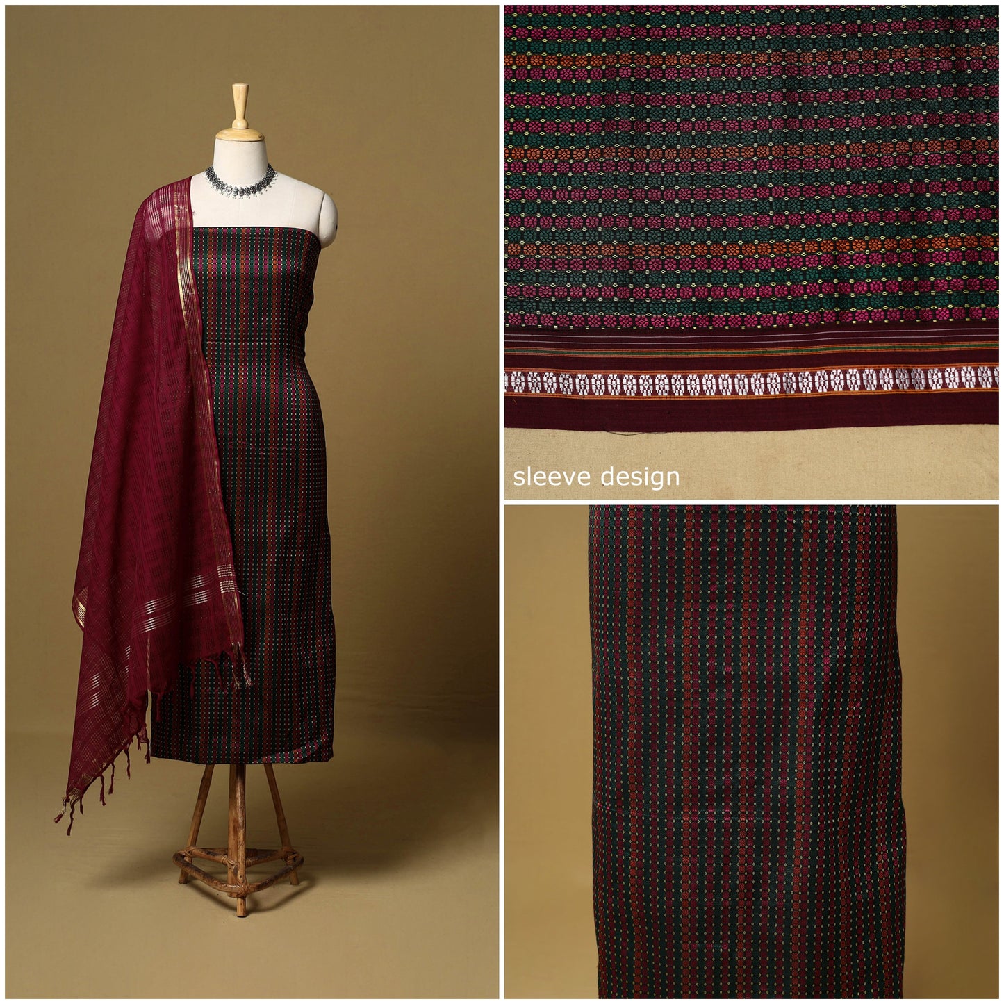 3pc karnataka weave cotton unstitched khun dress material