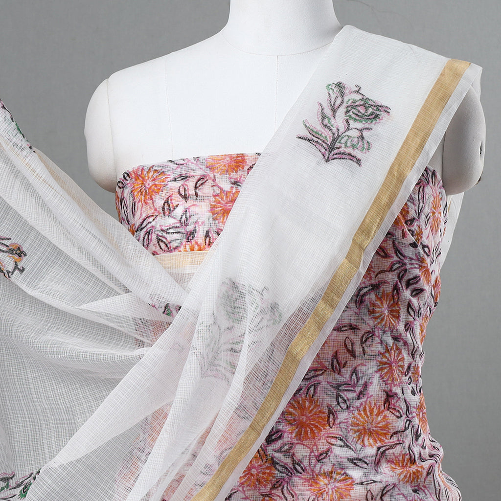 3pc Kota Doria Cotton Sanganeri Block Print Dress Material