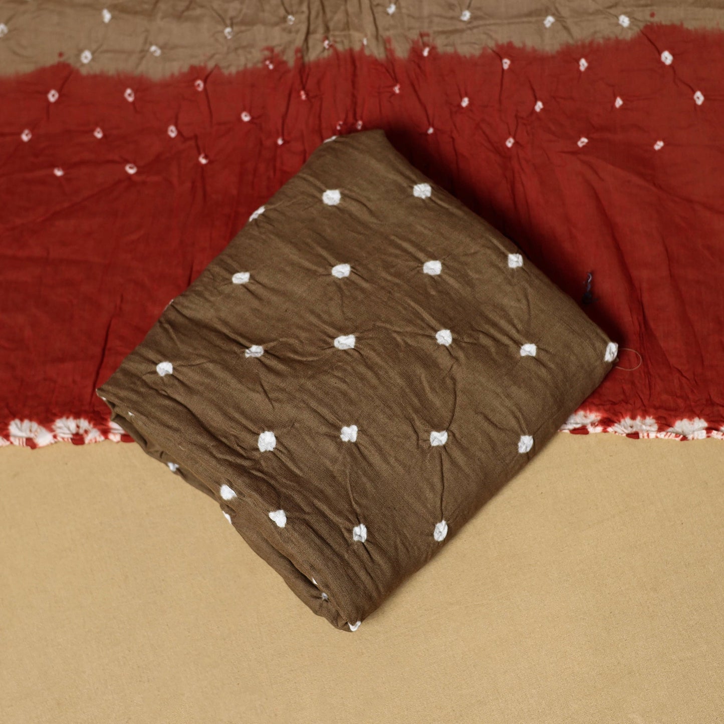 3pc kutch tie-dye satin cotton unstitched bandhani dress