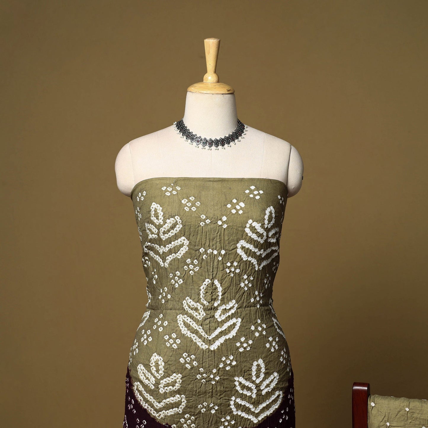 3pc kutch tie-dye satin cotton unstitched bandhani dress