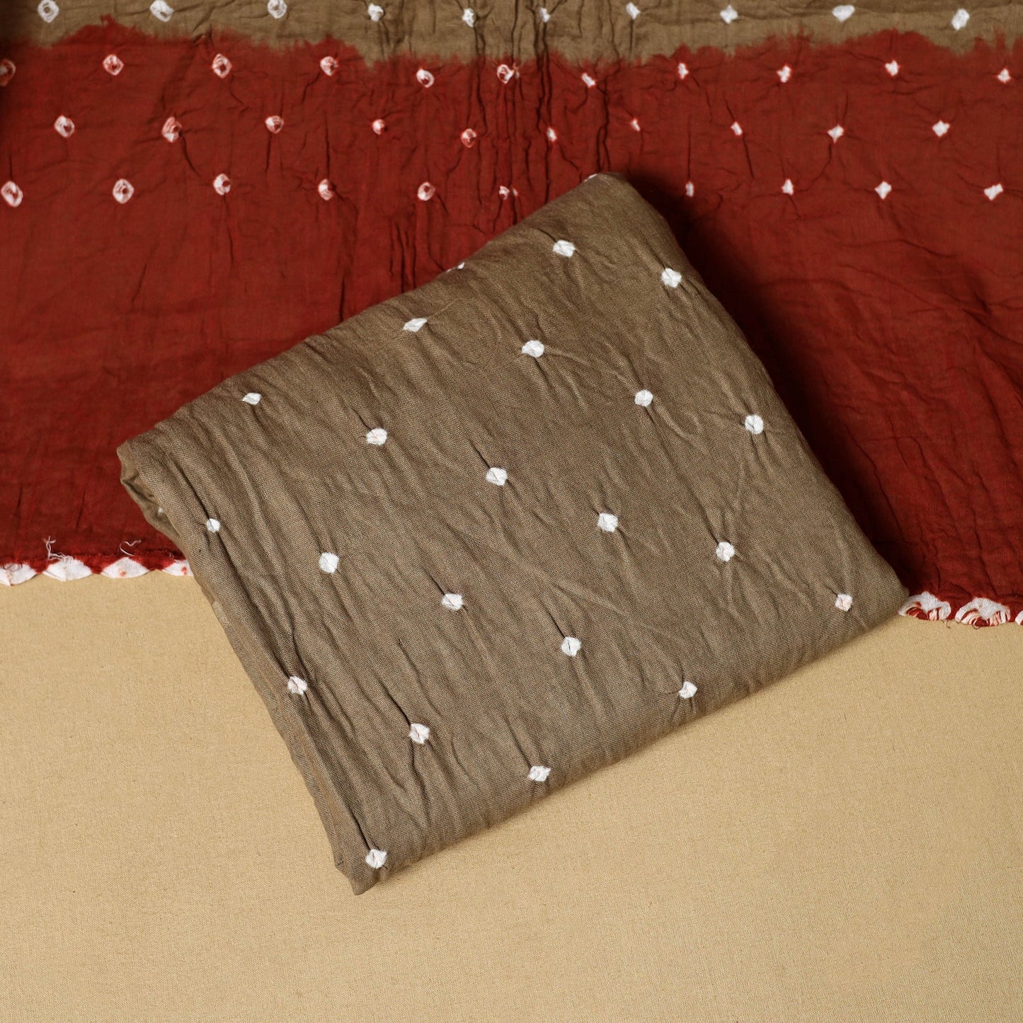 3pc kutch tie-dye satin cotton unstitched bandhani dress