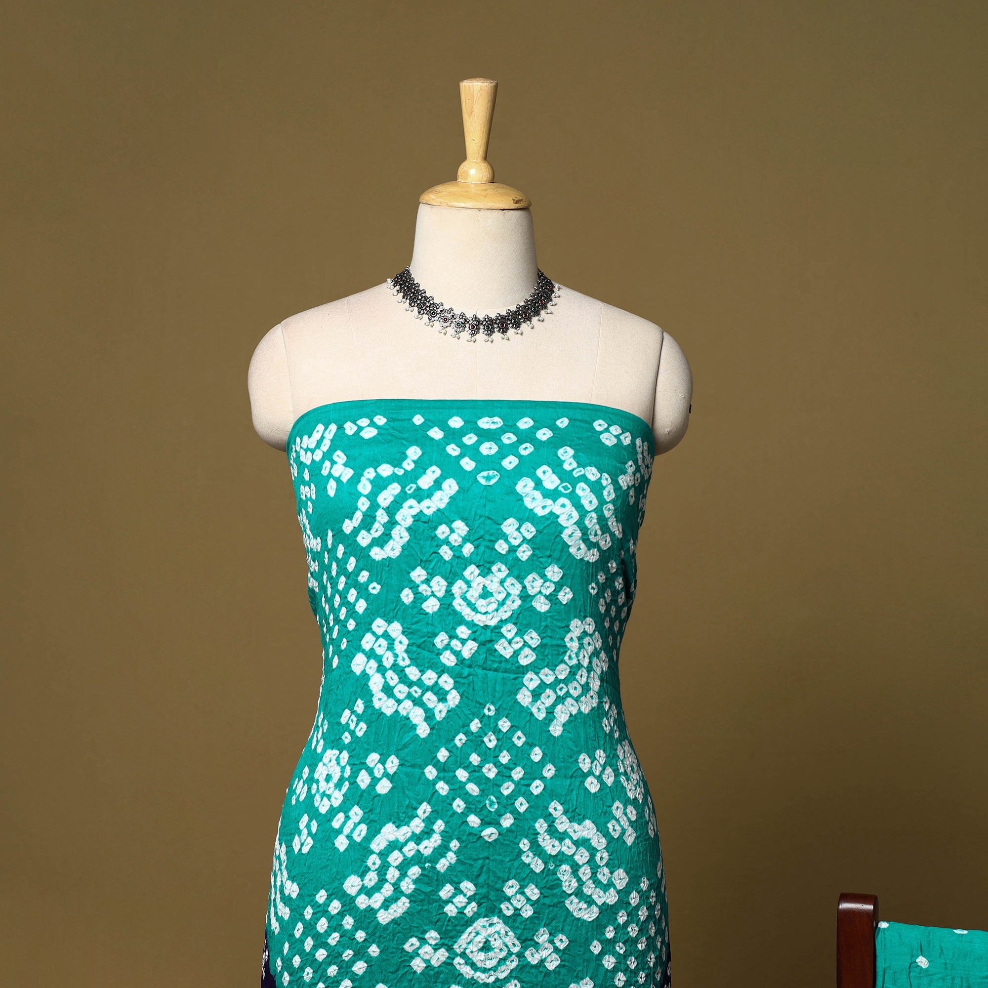 3pc kutch tie-dye satin cotton unstitched bandhani dress