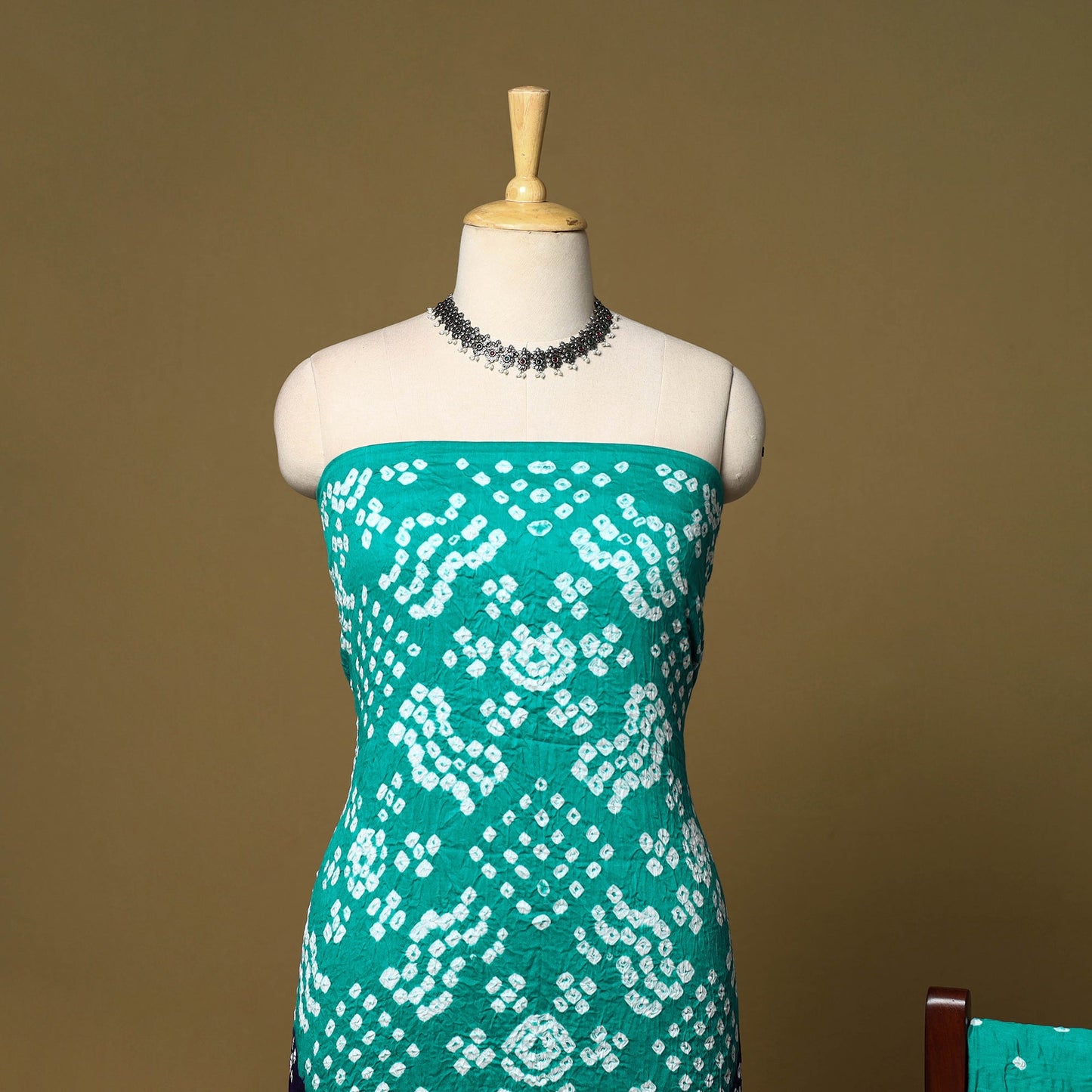 3pc kutch tie-dye satin cotton unstitched bandhani dress