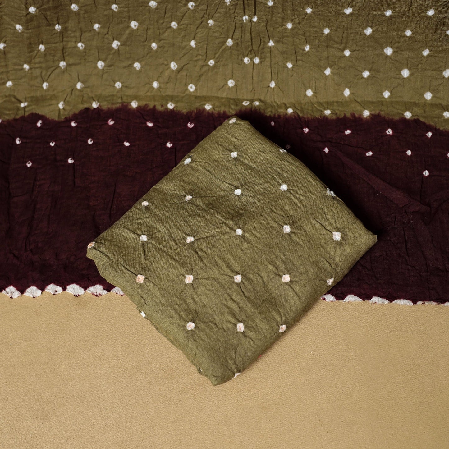 3pc kutch tie-dye satin cotton unstitched bandhani dress