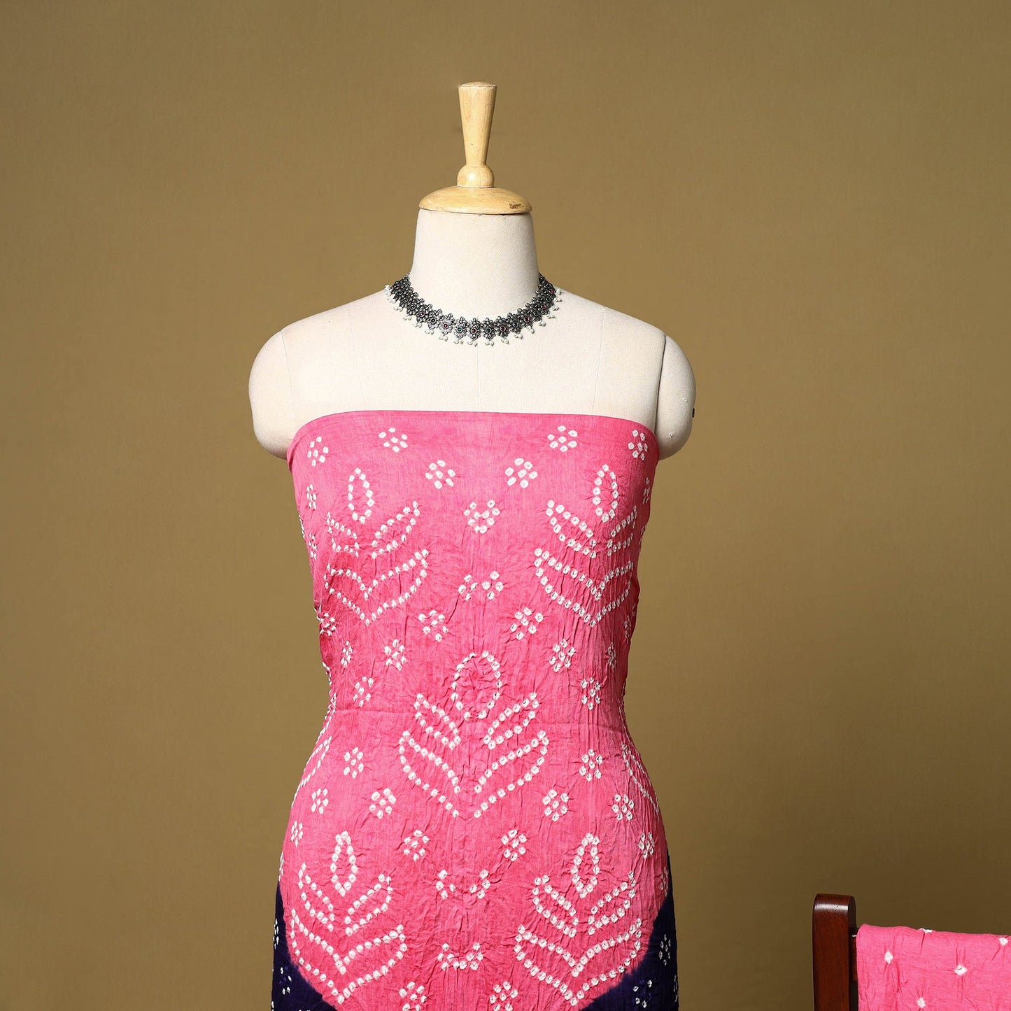 3pc kutch tie-dye satin cotton unstitched bandhani dress