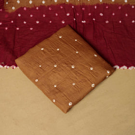 3pc kutch tie-dye satin cotton unstitched bandhani dress