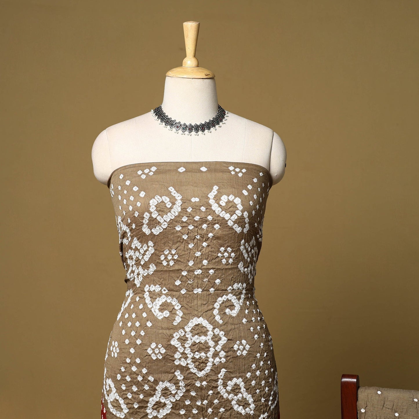 3pc kutch tie-dye satin cotton unstitched bandhani dress