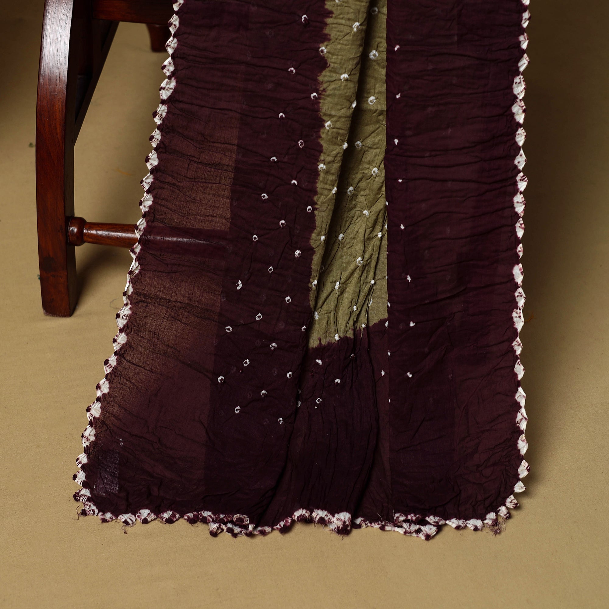 3pc kutch tie-dye satin cotton unstitched bandhani dress