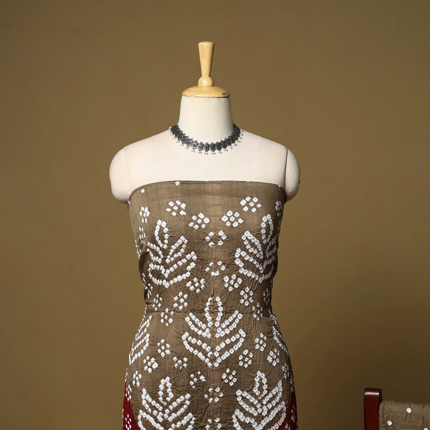 3pc kutch tie-dye satin cotton unstitched bandhani dress