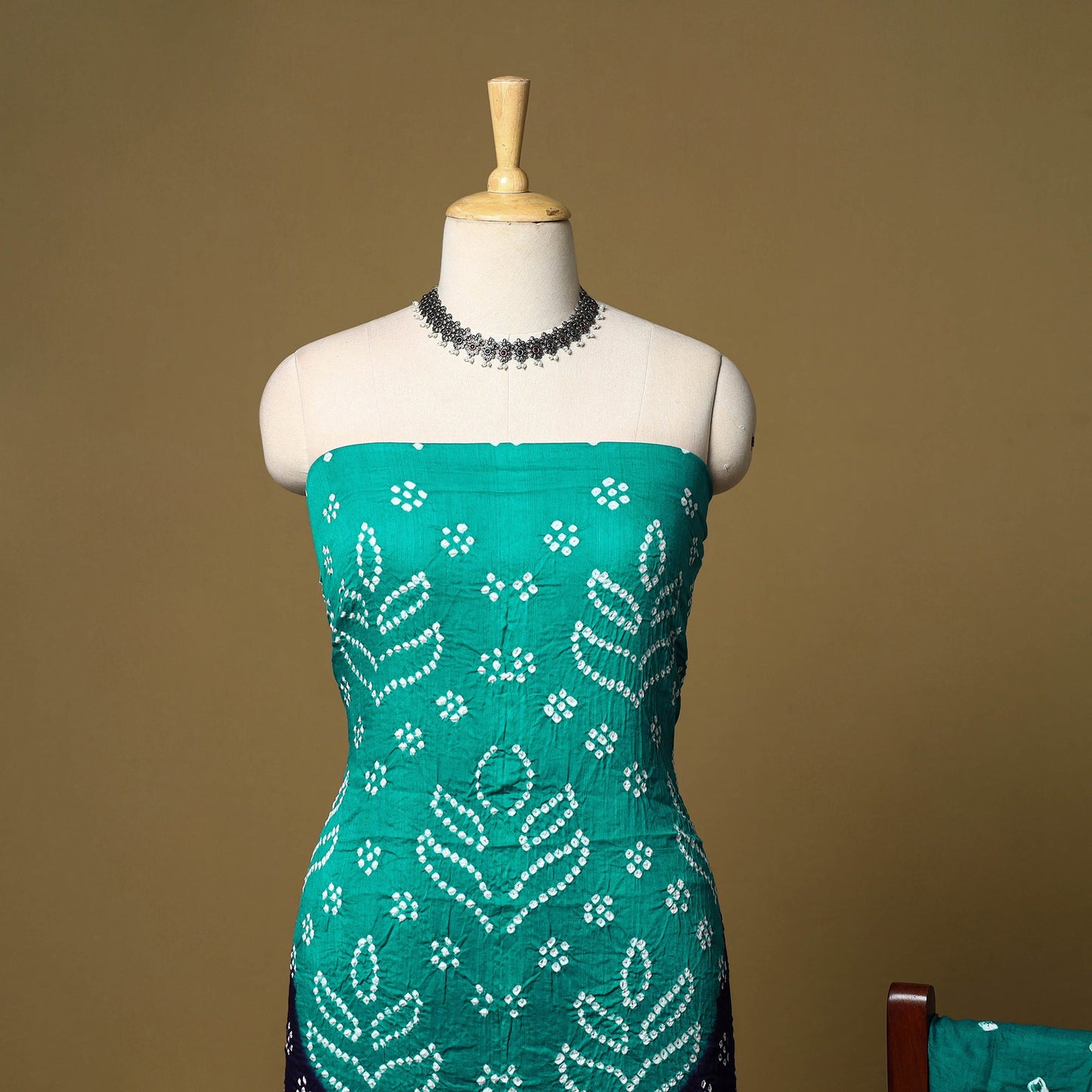 3pc kutch tie-dye satin cotton unstitched bandhani dress