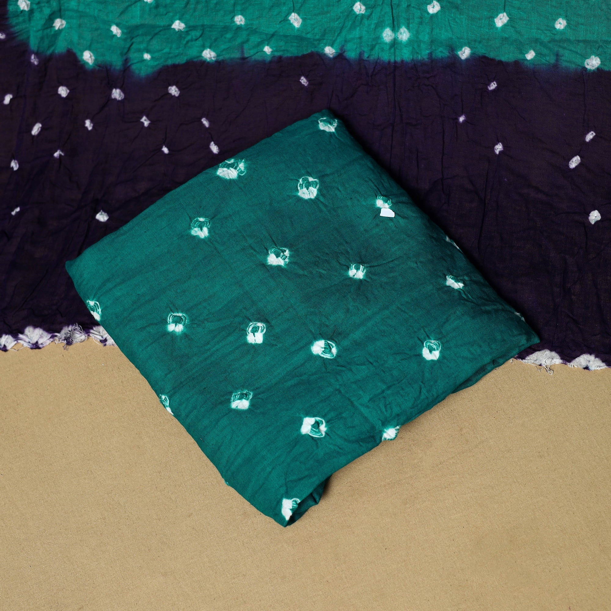 3pc kutch tie-dye satin cotton unstitched bandhani dress