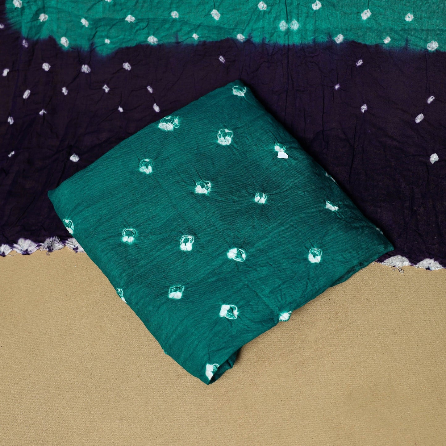 3pc kutch tie-dye satin cotton unstitched bandhani dress